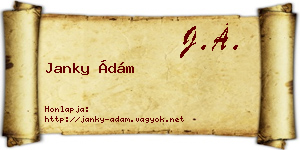 Janky Ádám névjegykártya